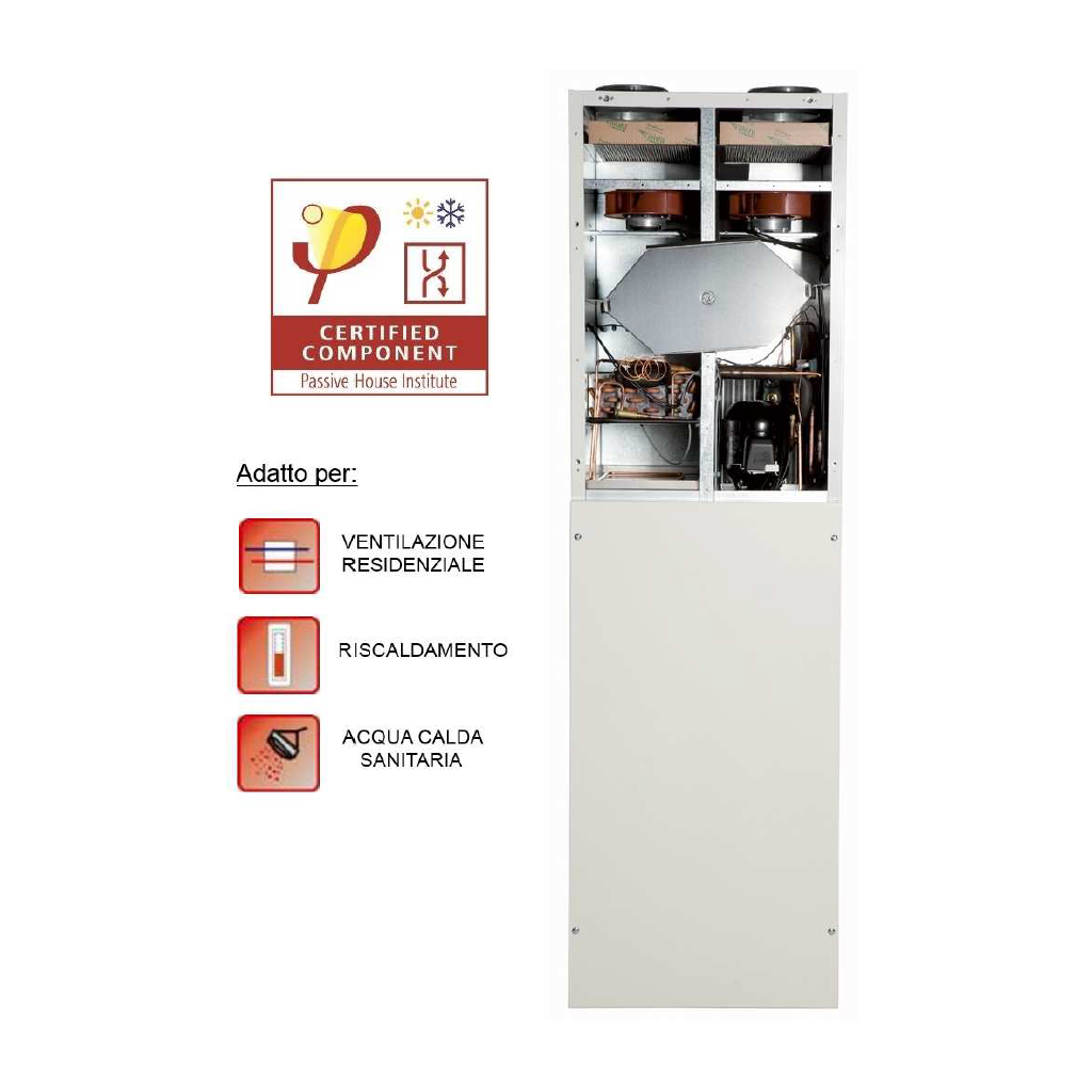 Unità combinata di trattamento aria: ventilazione, riscaldamento e ACS