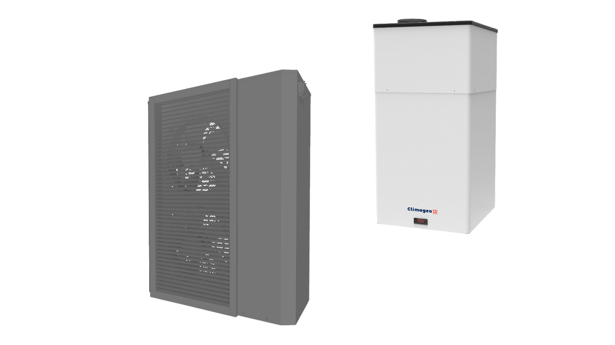 Scaldacqua a parete 130 litri con pompa di calore R32 da 12kW.